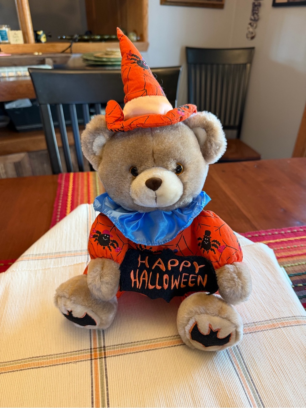 Vintage Halloween Bear Costume Plush - Orange Witch Outfit